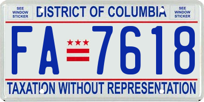 DC license plate FA7618