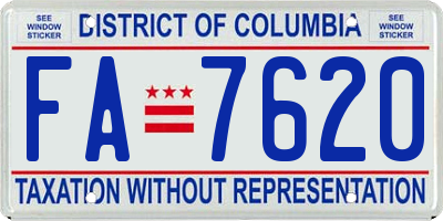 DC license plate FA7620