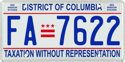 DC license plate FA7622