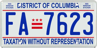 DC license plate FA7623