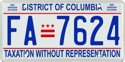 DC license plate FA7624