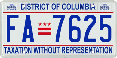 DC license plate FA7625