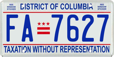 DC license plate FA7627