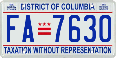 DC license plate FA7630