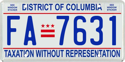 DC license plate FA7631