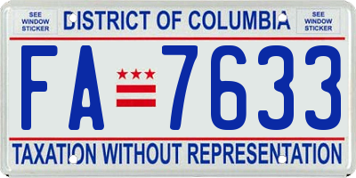 DC license plate FA7633