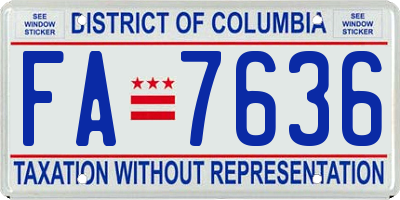 DC license plate FA7636