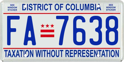 DC license plate FA7638