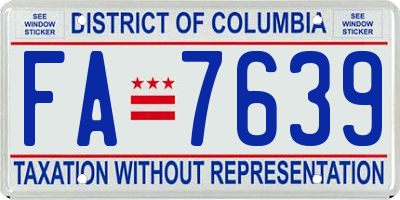 DC license plate FA7639