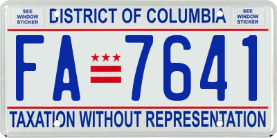 DC license plate FA7641