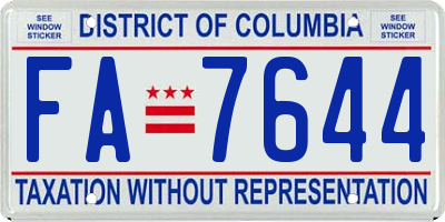 DC license plate FA7644