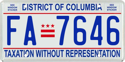 DC license plate FA7646