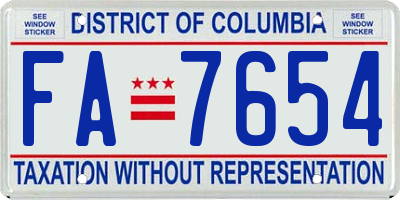 DC license plate FA7654