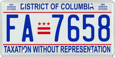 DC license plate FA7658