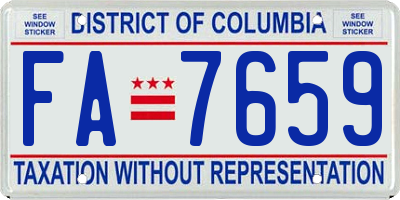 DC license plate FA7659