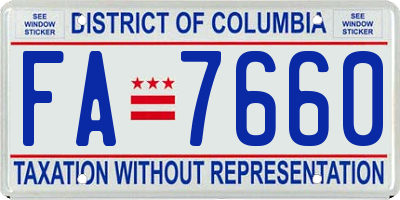 DC license plate FA7660