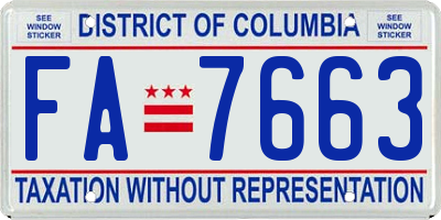 DC license plate FA7663