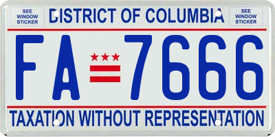 DC license plate FA7666