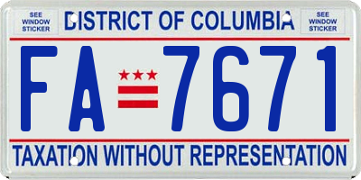 DC license plate FA7671