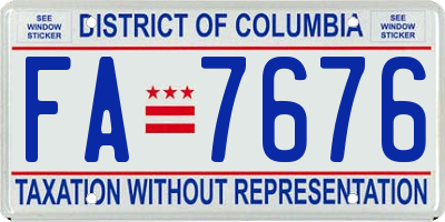 DC license plate FA7676