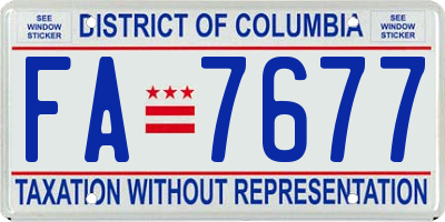 DC license plate FA7677