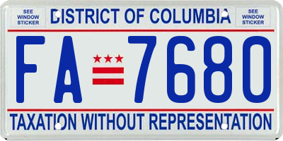 DC license plate FA7680