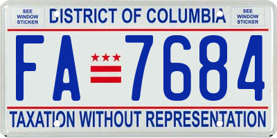 DC license plate FA7684