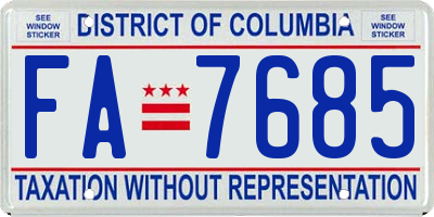 DC license plate FA7685