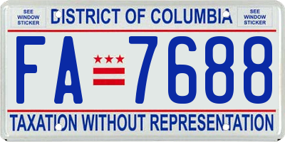 DC license plate FA7688