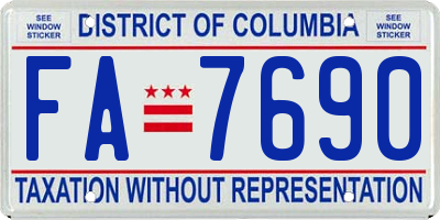 DC license plate FA7690