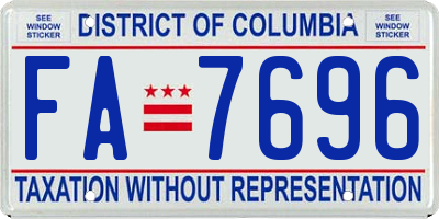 DC license plate FA7696