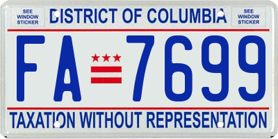 DC license plate FA7699