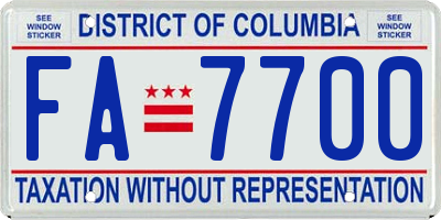 DC license plate FA7700