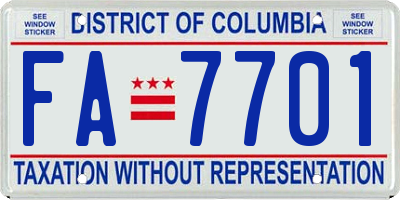 DC license plate FA7701