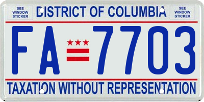 DC license plate FA7703