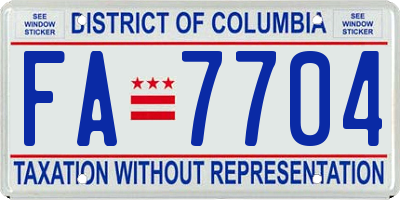 DC license plate FA7704