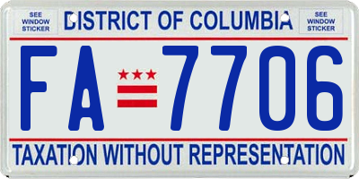 DC license plate FA7706