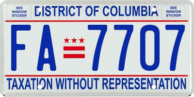 DC license plate FA7707