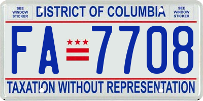 DC license plate FA7708