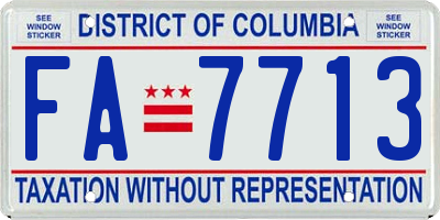 DC license plate FA7713