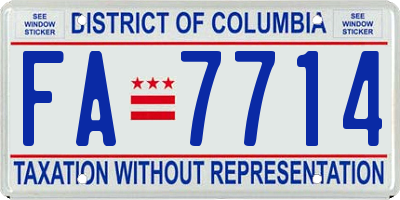 DC license plate FA7714