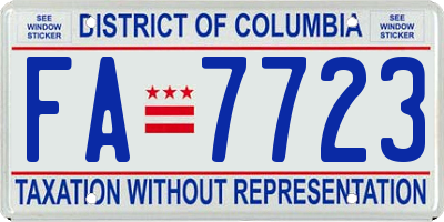 DC license plate FA7723