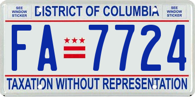 DC license plate FA7724