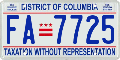 DC license plate FA7725