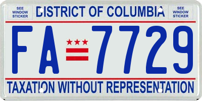 DC license plate FA7729