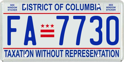 DC license plate FA7730