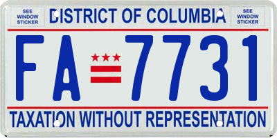 DC license plate FA7731