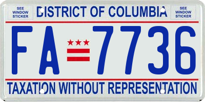 DC license plate FA7736