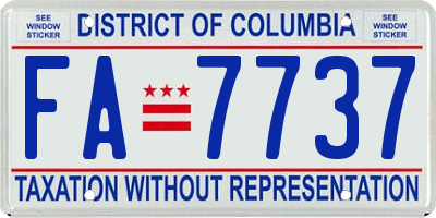 DC license plate FA7737