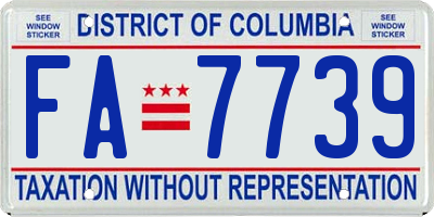 DC license plate FA7739